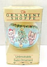 Vintage American Greetings Christmas Unbreakable Satin Ornament 1982 Mice