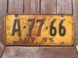 1935 New York License Plate A 77 66