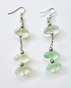 ORECCHINI PENDENTI in fluorite verde chiaro - Foto 1 di 1