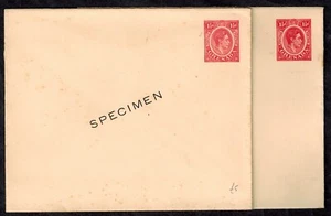 Grenada 1940 KG VI Postal Stationery 1 1/2d Envelopes w/SPECIMEN OVPT Mint GEM - Picture 1 of 2
