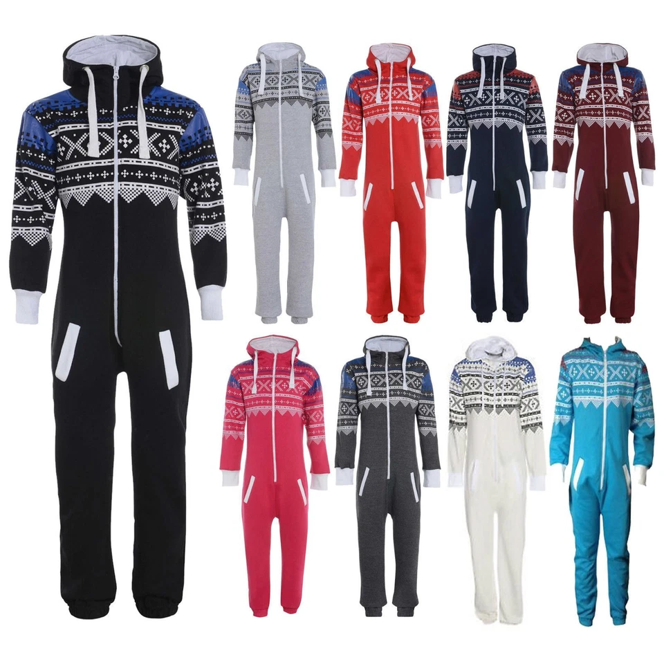 New Unisex Womens Mens Tracksuit Hood Jumpsuit Pyjamas Playsuit Sleep One peice - image 1 of 1