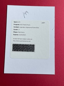 2023 Panini UFC Prizm Blue Matt Serra Auto MMA Redemption Card /49 /F114
