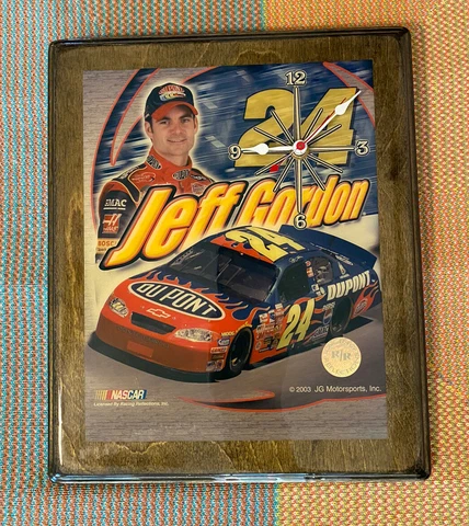 Vintage Jeff Gordon Clock #24 NASCAR Racing 2003 Real Wood HENDRIX MOTORS Cover