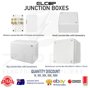 Mini, Small, Big or Weatherproof Junction Boxes(Aussie Approved,4 Year Warranty) - Picture 1 of 22