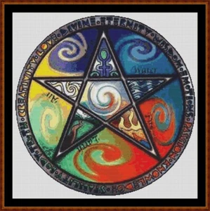 ELEMENTAL PENTAGRAM cross stitch pattern (punto cruz) - Picture 1 of 5