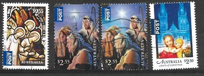 AUSTRALIA CARD OF 4 INTERNATIONAL POST CHRISTMAS STAMPS 2013-17 - Image 1 of 2