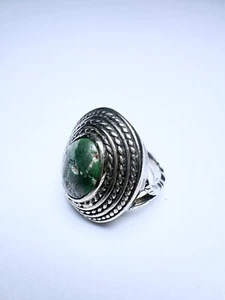 Ring 925er Silber Größe 50 Grüner Cabochon 6,38g - Picture 1 of 7