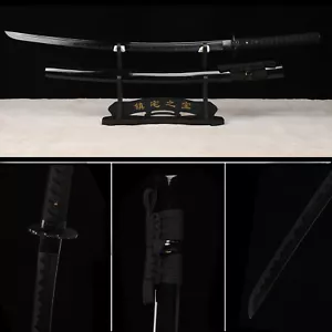 All Black Japanese Samurai Sharp Katana Sword T10 Steel Razor Sharp Full Tang - Picture 1 of 12