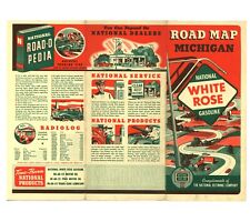 Vintage 1940 Michigan Road Map – National Refining (White Rose)