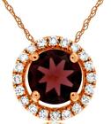 .73CT DIAMOND & AAA RHODOLITE 14KT ROSE GOLD ROUND HALO CLASSIC FLOATING PENDANT