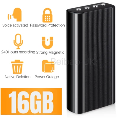 16GB 240 Hr Mini Spy Voice Activated Recorder Digital Audio Magnetic MP3 Player - Image 1 of 4