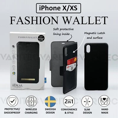 IDEAL Designer Fashion Wallet Case Flip Cover for Apple iPhone X XS Card Pocket - Image 1 of 4