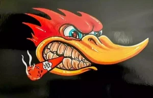 WOODY WOODPECKER HOT ROD RAT FINK MOTORCYCLE GUNS STICKER DIE CUT - Picture 1 of 1