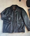 Columbia Sportswear Black Leather Zipper Coat Jacket Mens Size LT