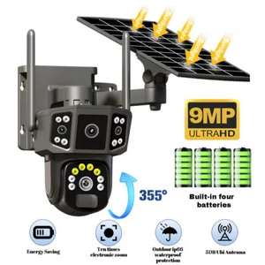 WIFI HD Outdoor Solar 7/24 Security Street Camera 10X Optical Zoom PTZ Panel - Picture 1 of 20