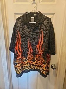 Genuine Ocean Current Original Mens XL Dragon and Flames Button Up Shirt  - Picture 1 of 9