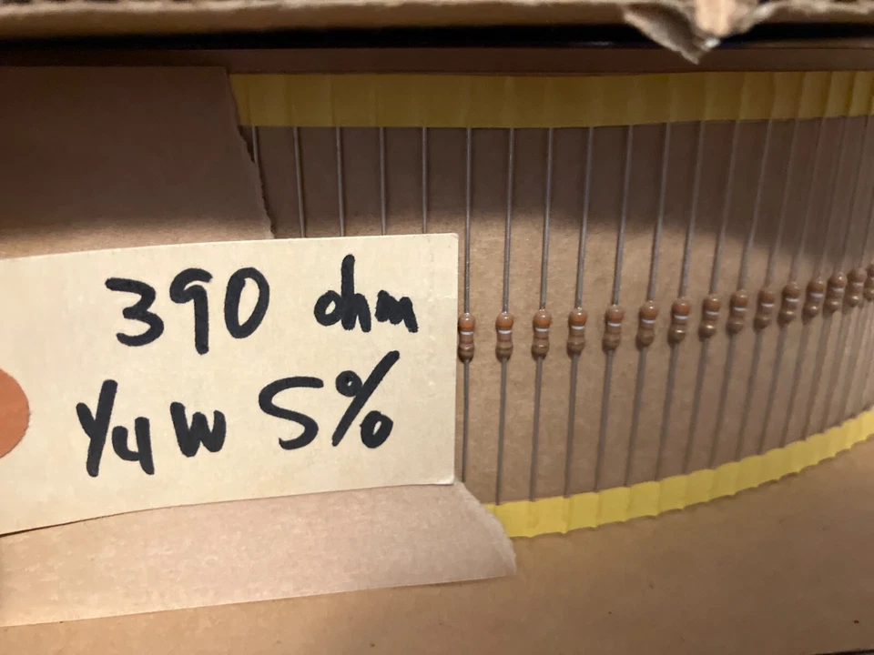 20 件 1/4 瓦(0.25 瓦)390k 欧姆 ±5% 碳膜电阻器 适合电子 — 第 1/1 张图片