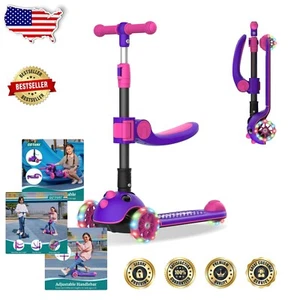 Adjustable KS3 Pro Kick Scooter with Removable Seat & LED Wheels for Kids - Picture 1 of 9