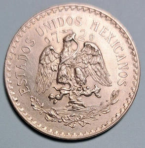 1938 Mexico Un Peso Liberty Cap & Rays 0.720 Silver Coin UNC - Picture 1 of 2