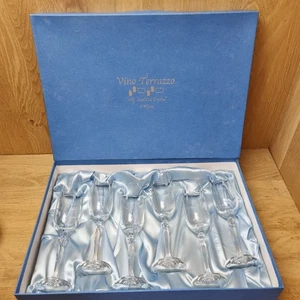 Vino Terrazzo Set Of 6 Italian RCR 24% Lead Crystal Champagne Flutes Glasses - Picture 1 of 9