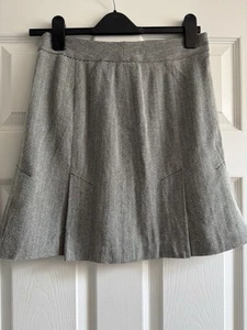 LOFT by Ann Taylor black & White Herringbone Flared Knee Length Skirt UK 6 - Picture 1 of 6