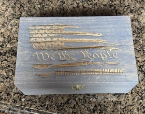 We The People Laser Engraved Decorative Keepsake Wood Box 8.3 X 5.2 X 3.5 Inch - Picture 1 of 5