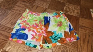 Women's Floral Print Linen Shorts Future Collective Alani Noelle Pink Blue Green - Picture 1 of 16