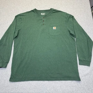 Carhartt Shirt Men’s Size 2XL Green Loose Fit Heavyweight Pocket Henley Tee - Picture 1 of 12