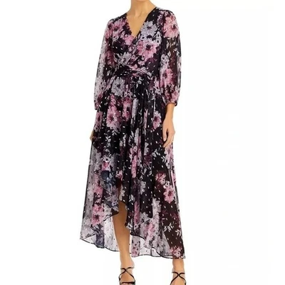 Eliza J Dress Women's Size 22W Black Pink Floral Chiffon High Low Maxi - Image 1 of 4