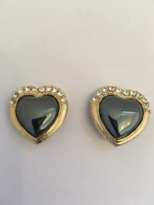 Original Vintage Ohrclips Ohrschmuck Herz Damen Modeschmuck 80er/90er Jahre - Bild 1 von 5