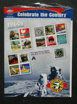 Celebrate the Century, 1 sheet, sealed, 1960s, USPS, Scott #3188 - Image 1 of 2