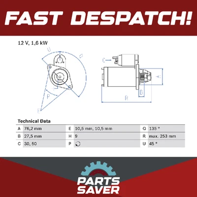 Starter Motor 0986022500 Bosch 5840147 58401470 5840224 58402240 Quality - Image 1 of 4