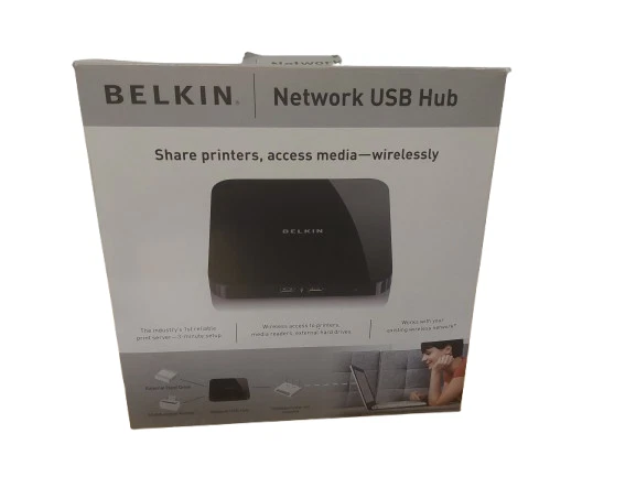 Belkin Netzwerk USB Hub Wireless Zugriff auf Drucker Medienleser Festplatten - Bild 1 von 4
