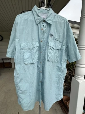 Guy Harvey Blue Vented Short Sleeve Button Down Hiking Fishing Shirt Men's XL - Image 1 of 4