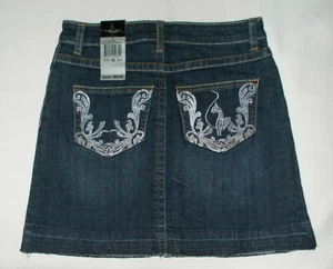 NEW Baby Phat Girls Denim Skirt Size 12 embroidered Logo Blue Jean skirt CUTE - Picture 1 of 2