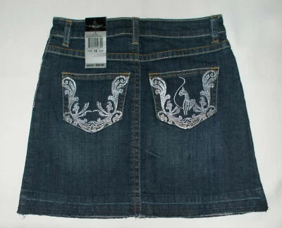 Новый Baby Phat девочек джинсовой ткани юбка размер 12 вышитый логотип синий Jean юбка милый - Изображение 1 из 2