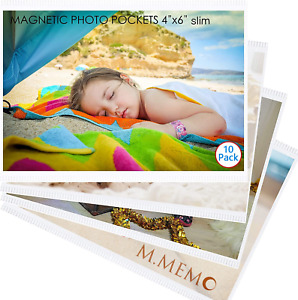 10 Pack 4"X6" Premium Super Slim Magnetic Picture Pockets Frames Holds 4 X 6 Inc