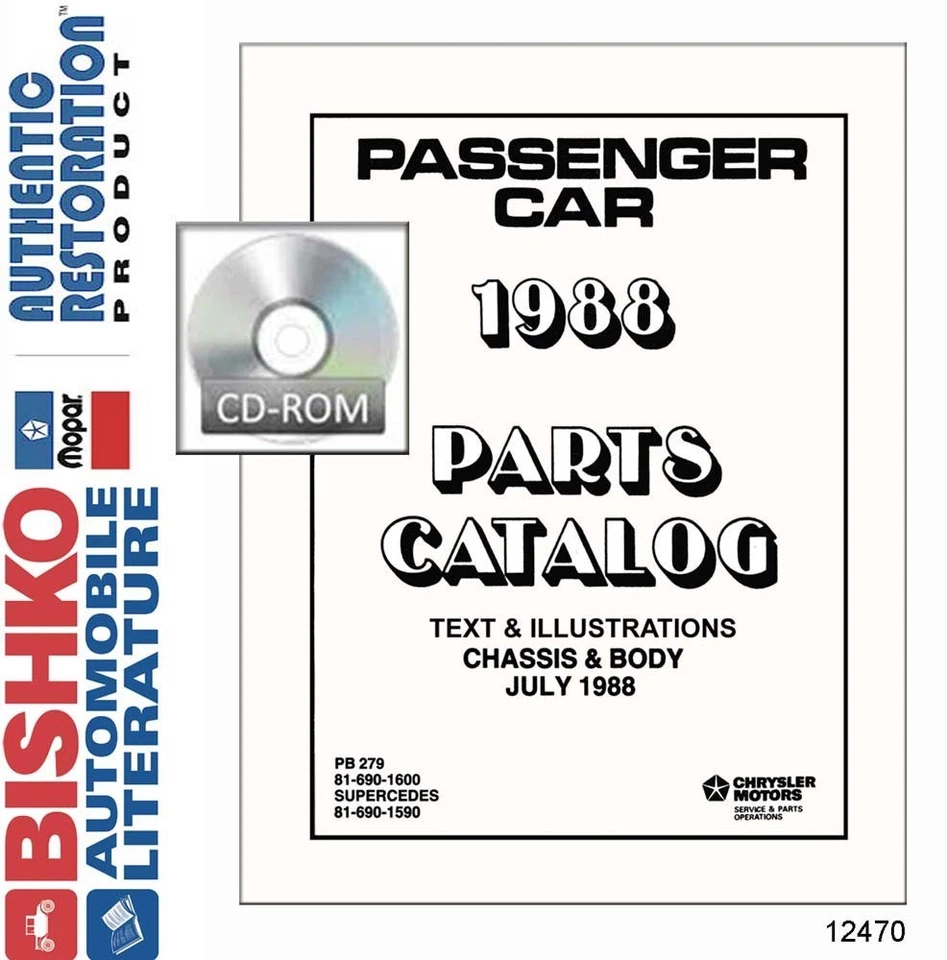 Mopar Chrysler Dodge Plymouth 1988 números de piezas lista de CD intercambio Foto 1 de 1