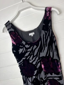 East Black Mauve Floral Silk Velvet Burnout Devoré Vest Camisole Top Blouse 10 - Picture 1 of 3