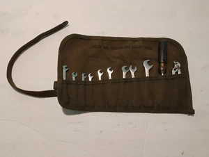 Vintage Giller Meteor Wrench Tool Set Green Canvas Roll-Up Military Bag USA - Picture 1 of 13