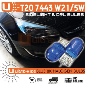 T20 580 SIDELIGHT DRL Halogen SUPER BLUE W21/5W DUAL FILAMENT 7443 HID BULBS 8K - Picture 1 of 6