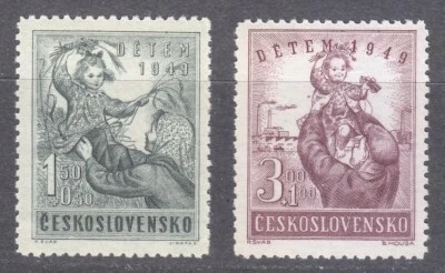 Checoslovaquia 1949 MNH Mi 601-602 Sc B166-B167 para bienestar infantil ** Foto 1 de 2