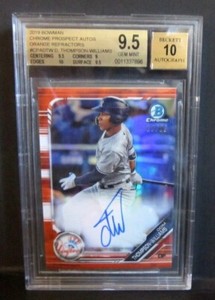 Dom Thompson 2019 Bowman Chrome Prospects Orange Refractor#13/25 Auto RC BGS10!