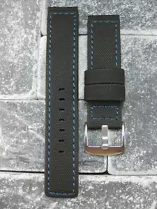 New 22mm PVC Rubber Band Black Diver Watch Strap Maratac Elite Blue for OMEGA - Picture 1 of 4