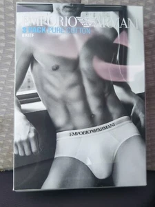 3-Pack Pure Cotton Brief Emporio Armani Underwear Men's SZ S Blk Gray - Picture 1 of 22