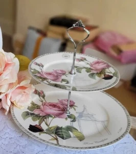 Royal Botanic Kew Gardens, Rosa Centifolia, Cake Stand, MINT CONDITION - Picture 1 of 12