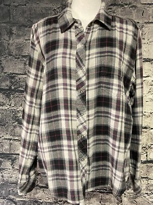 Camisa Relativity Mujer Talla 2x Extra Grande Gris Franela Cuadros Relax Informal Suave Foto 1 de 4