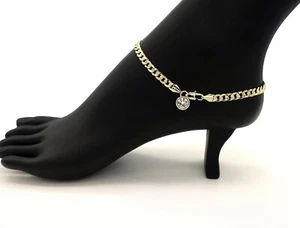 5mm CAVIGLIERA CATENA MAGLIA CUBANA CONCAVA 10" BRACCIALE ZIRCONI PLACCATO ORO 14K - Foto 1 di 5