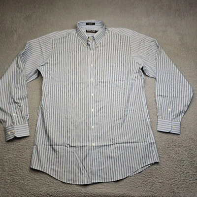 Kirkland Signature Shirt Mens 16.5 36 Blue Striped Long Sleeve Button Down Colla - Image 1 of 4