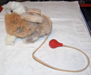Vintage Hopping Rabbit Toy with Real Rabbit Fur Made in France